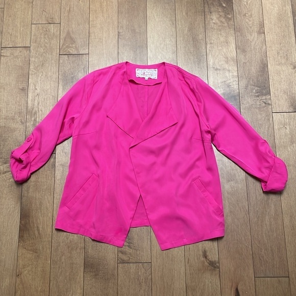 Pink Martini Melody Jacket blazer oversized hot pink tencel 3/4sleeves size XS - Picture 8 of 10